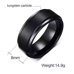 Vnox Joyería De Tungsteno Negro Anillos de Compromiso para Los Hombres 8mm de Ancho Con Textura Hombres Anillos Al Por Mayor en internet