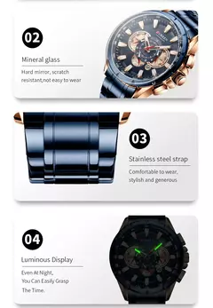 CURREN, nuevo reloj deportivo informal con cronógrafo para hombre, reloj de pulsera con banda de acero inoxidable, reloj de cuarzo con esfera grande y punteros luminosos - tienda en línea