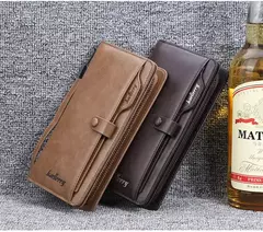 Baellerry-billetera larga a la moda para hombre, tarjetero con cremallera, monedero de cuero, monedero sólido, monedero masculino de alta calidad, 2024 en internet