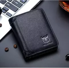 BULLCAPTAIN, nueva cartera de cuero genuino para hombre, Mini tarjetero pequeño, monedero para hombre, cartera RFID de bolsillo, moneda de alta calidad - comprar en línea