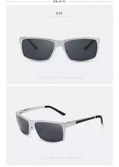 OLEY-gafas de sol polarizadas de aluminio y magnesio para hombre, lentes rectangulares para conducir - Eleganzie