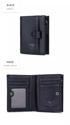 Cartera BULLCAPTAIN RFID para hombre, monedero de cuero para hombre, cartera con cremallera, tarjetero, monedero, tarjetero en internet