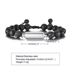 Vnox Pulseras de urna con cuentas de piedra de lava informales para hombres para cenizas, joyería conmemorativa de recuerdo de cremación de tubo hueco, longitud ajustable - comprar en línea