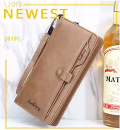 Baellerry-billetera larga a la moda para hombre, tarjetero con cremallera, monedero de cuero, monedero sólido, monedero masculino de alta calidad, 2024 - Eleganzie
