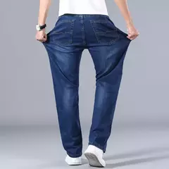 Pantalones vaqueros clásicos para hombre, Jeans azules finos, elásticos avanzados, rectos, sueltos, de marca, talla grande 40, 42, 44, novedad de 2023 en internet