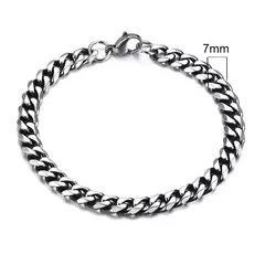 Vnox Wolesale Pulsera de cadena gruesa Miami Curb de 3-11 mm para hombres, pulsera de cadena de eslabones cubanos de acero inoxidable Punk clásico pesado - Eleganzie