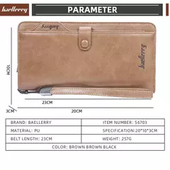 Baellerry-billetera larga a la moda para hombre, tarjetero con cremallera, monedero de cuero, monedero sólido, monedero masculino de alta calidad, 2024 - tienda en línea