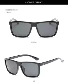 Imagen de Gafas de sol polarizadas cuadradas negras clásicas para hombre, gafas de sol azules con espejo a la moda, gafas de sol Unisex Vintage antideslumbrantes para conducir UV400