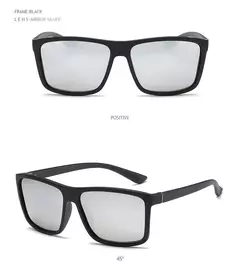 Gafas de sol polarizadas cuadradas negras clásicas para hombre, gafas de sol azules con espejo a la moda, gafas de sol Unisex Vintage antideslumbrantes para conducir UV400 - Eleganzie