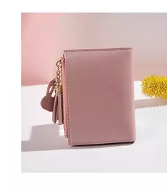 Imagen de Cartera de mujer de cuero PU, cartera de mujer hecha de cuero, monederos para mujer, tarjetero, monederos portátiles plegables para mujer