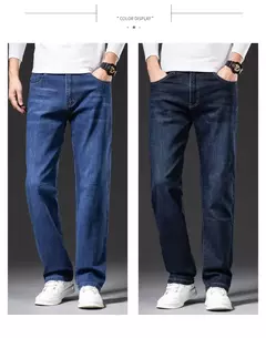 SULEE-pantalones vaqueros de estilo clásico para hombre, Jeans de negocios gruesos, elásticos, rectos, de marca, otoño e invierno, 2021 - online store