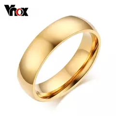 Vnox Anillo de bodas clásico para hombres y mujeres, joyería de acero inoxidable para dedo, anillo liso clásico de 6 mm y 8 mm - Eleganzie