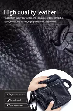 BULLCAPATIN Bolso de hombro de cuero genuino para hombre, maletín tipo mensajero, bolso cruzado, bolso de viaje - tienda en línea
