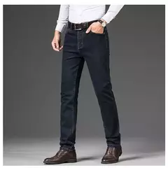 Pantalones vaqueros informales de talla grande 42 44 46 a la moda para hombre, pantalones vaqueros clásicos de negocios rectos elásticos, pantalones de primavera y otoño de marca masculina on internet