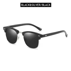 Gafas de sol polarizadas clásicas de medio marco para hombres y mujeres, gafas de sol pequeñas con remaches Retro, gafas de sol populares negras antideslumbrantes para viajar - comprar en línea