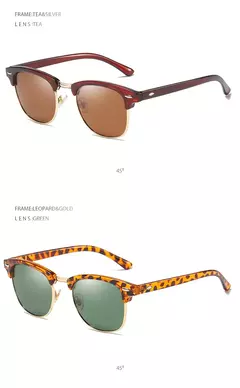 Gafas de sol polarizadas clásicas de medio marco para hombres y mujeres, gafas de sol pequeñas con remaches Retro, gafas de sol populares negras antideslumbrantes para viajar - tienda en línea