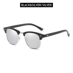 Gafas de sol polarizadas clásicas de medio marco para hombres y mujeres, gafas de sol pequeñas con remaches Retro, gafas de sol populares negras antideslumbrantes para viajar en internet