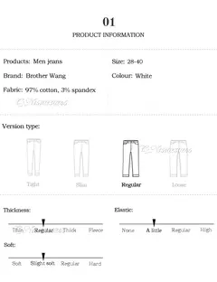 Pantalones vaqueros blancos de corte Regular para hombre de estilo clásico, pantalones vaqueros de algodón elásticos avanzados a la moda de negocios, pantalones de marca para hombre - Eleganzie
