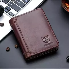 BULLCAPTAIN, nueva cartera de cuero genuino para hombre, Mini tarjetero pequeño, monedero para hombre, cartera RFID de bolsillo, moneda de alta calidad - comprar en línea