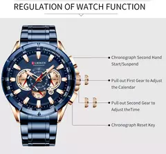 CURREN, nuevo reloj deportivo informal con cronógrafo para hombre, reloj de pulsera con banda de acero inoxidable, reloj de cuarzo con esfera grande y punteros luminosos