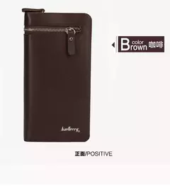 Baellerry-billetera larga de cuero PU con doble cremallera para hombre, bolsillo para teléfono de gran capacidad, cartera clásica multifunción para hombre 2022 - Eleganzie