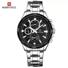 Imagen de NAVIFORCE-Reloj de pulsera de acero inoxidable para hombre, cronógrafo informal clásico, resistente al agua, de cuarzo, con indicador de Fecha