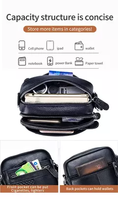 BULLCAPATIN Bolso de hombro de cuero genuino para hombre, maletín tipo mensajero, bolso cruzado, bolso de viaje - Eleganzie
