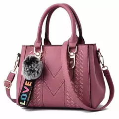 Bolsos de mensajero bordados, bolsos de cuero para mujer, bolsos para mujer, bolso principal de mano con bola de pelo para mujer - comprar en línea
