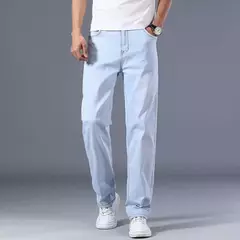 Pantalones vaqueros clásicos para hombre, Jeans azules finos, elásticos avanzados, rectos, sueltos, de marca, talla grande 40, 42, 44, novedad de 2023 - Eleganzie
