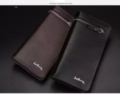 Baellerry-billetera larga de cuero PU con doble cremallera para hombre, bolsillo para teléfono de gran capacidad, cartera clásica multifunción para hombre 2022 - comprar en línea