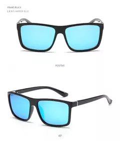 Gafas de sol polarizadas cuadradas negras clásicas para hombre, gafas de sol azules con espejo a la moda, gafas de sol Unisex Vintage antideslumbrantes para conducir UV400 en internet
