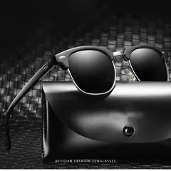 Gafas de sol polarizadas clásicas de medio marco para hombres y mujeres, gafas de sol pequeñas con remaches Retro, gafas de sol populares negras antideslumbrantes para viajar - comprar en línea