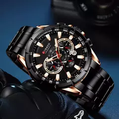 CURREN, nuevo reloj deportivo informal con cronógrafo para hombre, reloj de pulsera con banda de acero inoxidable, reloj de cuarzo con esfera grande y punteros luminosos - comprar en línea