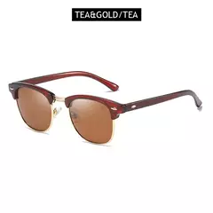 Imagen de Gafas de sol polarizadas clásicas de medio marco para hombres y mujeres, gafas de sol pequeñas con remaches Retro, gafas de sol populares negras antideslumbrantes para viajar