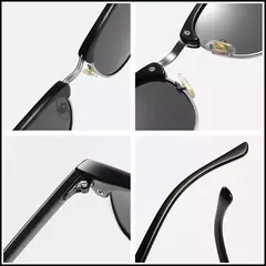 Gafas de sol polarizadas clásicas de medio marco para hombres y mujeres, gafas de sol pequeñas con remaches Retro, gafas de sol populares negras antideslumbrantes para viajar - tienda en línea
