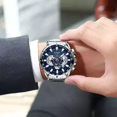 CURREN, nuevo reloj deportivo informal con cronógrafo para hombre, reloj de pulsera con banda de acero inoxidable, reloj de cuarzo con esfera grande y punteros luminosos en internet