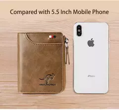 Cartera para hombre, tarjetero de cuero, monedero con cremallera, carteras de lujo para hombre, monederos con protección RFID, cartera Masculina de lujo - comprar en línea