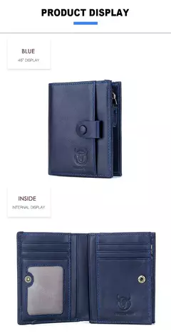 Cartera BULLCAPTAIN RFID para hombre, monedero de cuero para hombre, cartera con cremallera, tarjetero, monedero, tarjetero - comprar en línea