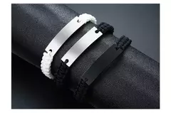 Vnox-pulsera de cadena de cuerda trenzada para hombre, brazalete con nombre personalizado, fecha, cita inicial, grabado personalizado, longitud ajustable