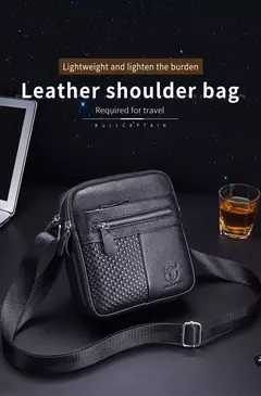 BULLCAPATIN Bolso de hombro de cuero genuino para hombre, maletín tipo mensajero, bolso cruzado, bolso de viaje en internet