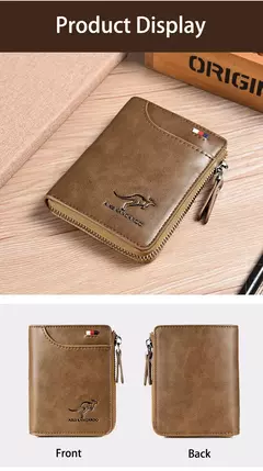 Cartera para hombre, tarjetero de cuero, monedero con cremallera, carteras de lujo para hombre, monederos con protección RFID, cartera Masculina de lujo en internet