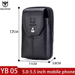 Imagen de BULLCAPTAIN-Bolso de cintura con cinturón de cuero para hombre, riñonera militar Molle, dinero pequeño, paquete de cintura para teléfono, bolsa para riñonera