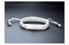 Imagen de Vnox-pulsera de cadena de cuerda trenzada para hombre, brazalete con nombre personalizado, fecha, cita inicial, grabado personalizado, longitud ajustable