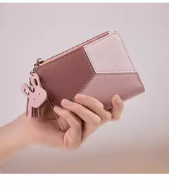Cartera de mujer de cuero PU, cartera de mujer hecha de cuero, monederos para mujer, tarjetero, monederos portátiles plegables para mujer - tienda en línea