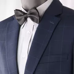 Traje a cuadros azul marino de lujo para hombre, trajes de negocios de mezcla de lana hechos a medida con forro de Bemberg, Tailore a medida, traje informal azul con ventana on internet