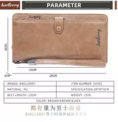 Baellerry-billetera larga a la moda para hombre, tarjetero con cremallera, monedero de cuero, monedero sólido, monedero masculino de alta calidad, 2024