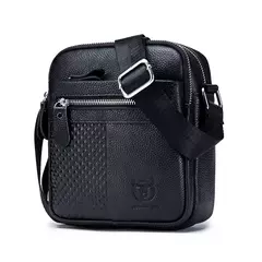 BULLCAPATIN Bolso de hombro de cuero genuino para hombre, maletín tipo mensajero, bolso cruzado, bolso de viaje