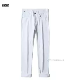 Pantalones vaqueros blancos de corte Regular para hombre de estilo clásico, pantalones vaqueros de algodón elásticos avanzados a la moda de negocios, pantalones de marca para hombre - Eleganzie