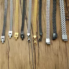 Vnox-Pulseras de cadena de doble curva oxidada para hombre, acero inoxidable, Punk, antiguo, Cubic Foxtail, Vintage - comprar en línea