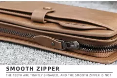 Imagen de Baellerry-billetera larga a la moda para hombre, tarjetero con cremallera, monedero de cuero, monedero sólido, monedero masculino de alta calidad, 2024